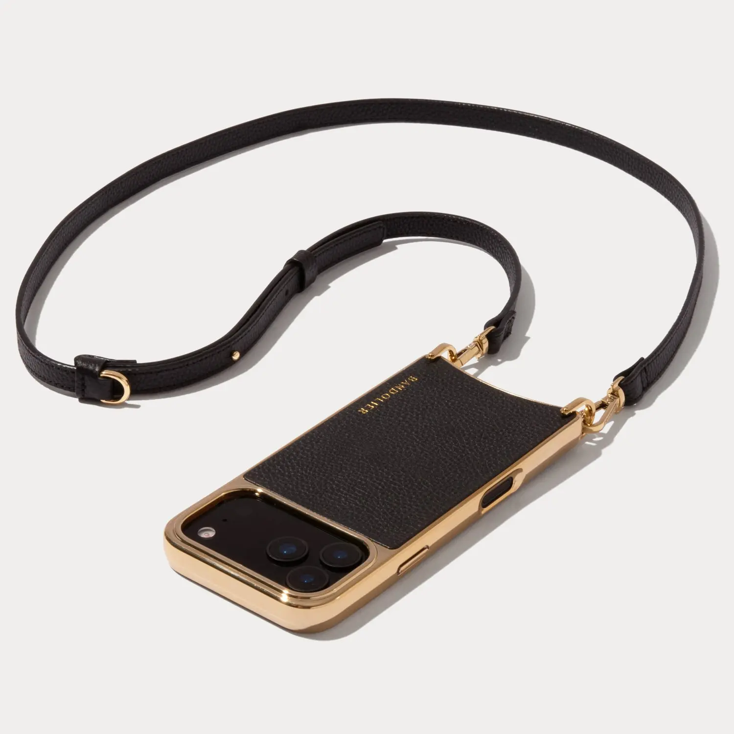 Rayna Chrome Crossbody Phone Case - Black/Gold