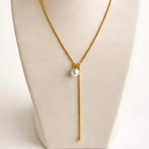 D´Sire Selene Lariat Necklace – Stainless Steel + 18K Gold PVD (Women) | 65 cm Adjustable