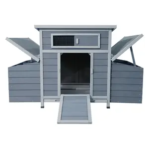 Large Wooden Chicken Coop Outdoor Hen House Poultry Cage for Outdoor with 2 Sides Nesting Boxes
