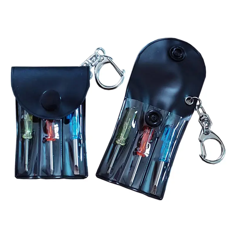 2 Sets Mini Screwdriver Keychain Tool Kit with Portable Bag & Hook - 3-Screwdriver Set per Pack, Compact Multi-Color Screwdrivers for Men, DIY, Repairs, Emergencies, Father's Day Gifts