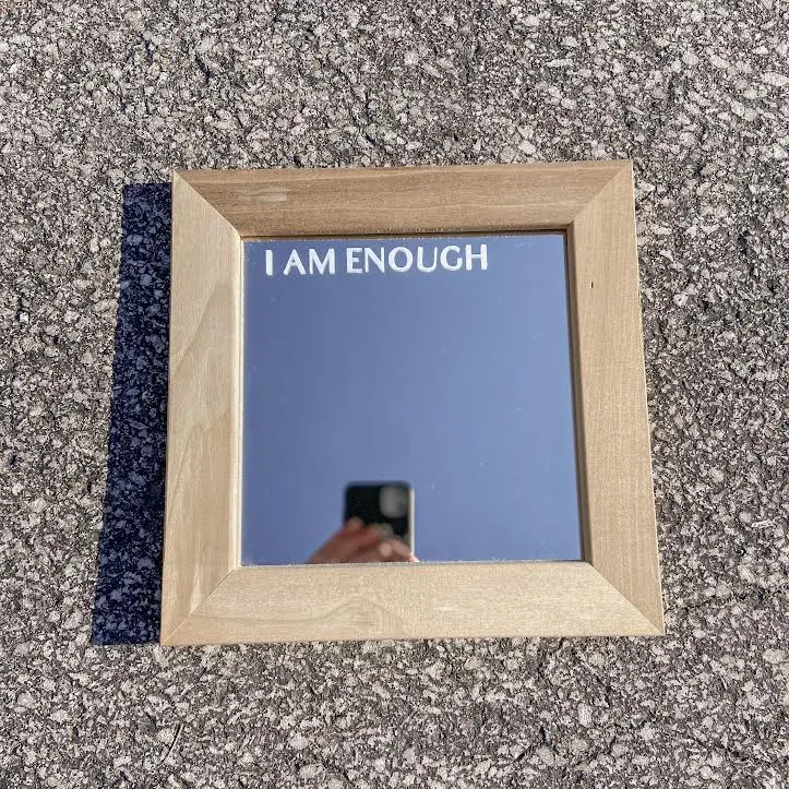 I Am Enough Affirmation Mirror Decal, Self Love Mirror Sticker, Affirmation Sticker, Mirror Sticker, Body Positive Sticker, Affirmation Decal For Mirror, Water Resistant, Glossy, So Blooming Company, Mirror Work Self Love