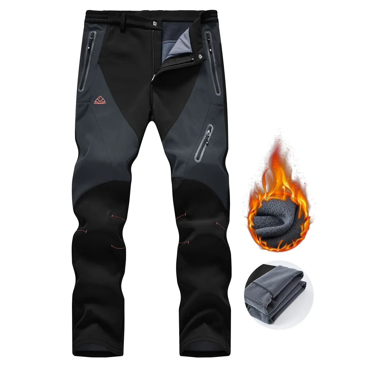 【Creator's Pick】GOPUNE Men's Waterproof Pants Insulated Cold weather Hiking Winter Snow Ski Softshell Outdoor Pants Zipper Pockets Climbing Thermal Jogger Trousers Thermal Lined Jogger pants men