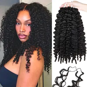 Burmese Curly Crochet Human Hair for Mircale Knots Virgin Human Hair Bundles Pre- Separeted 50g/ Bundle- Knotless Boho Braids, 4-5 Bundles for Full Head