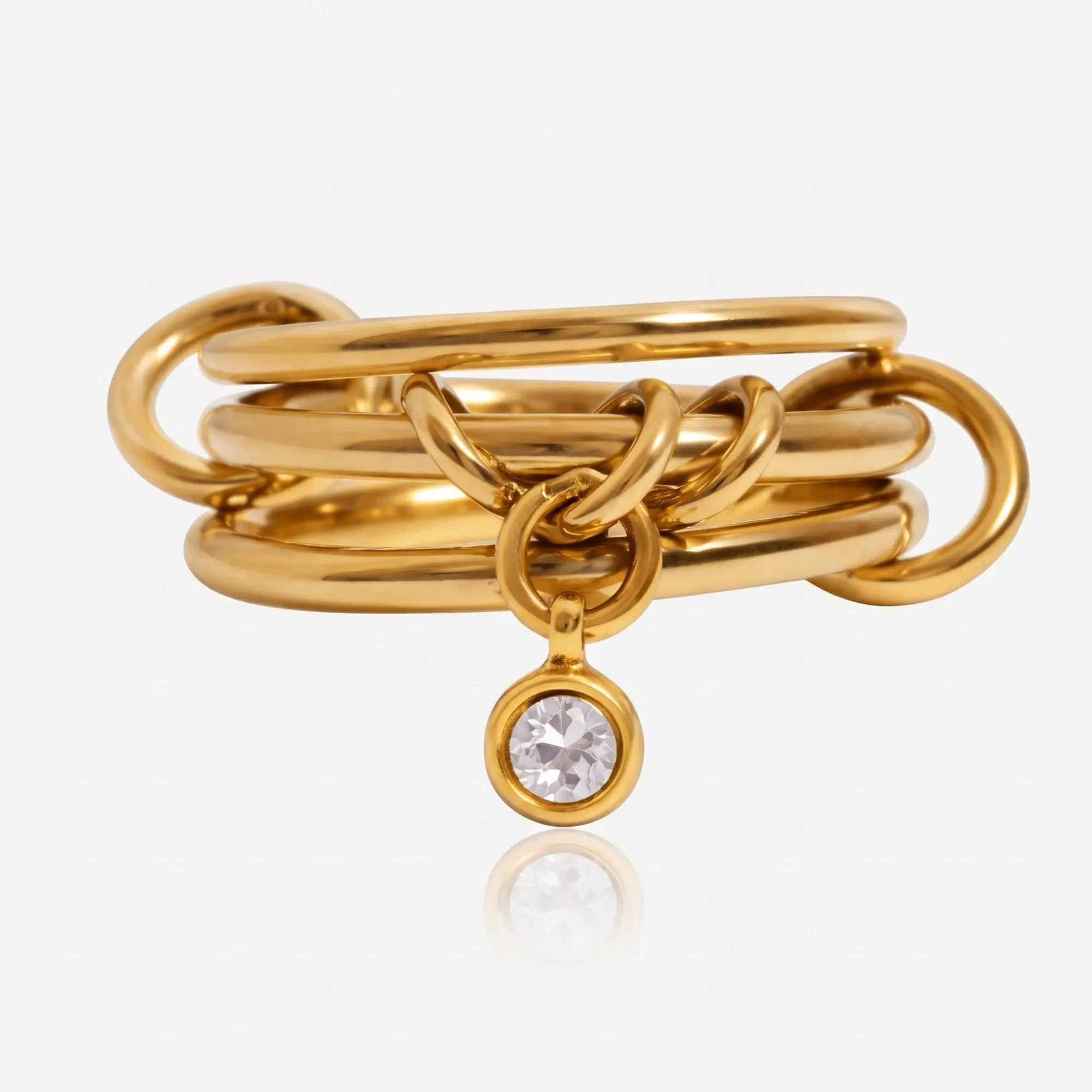 EVRY JEWELS Gold or Silver Plated Women's Hypoallergenic Ava Stacked Ring EVRY JEWELS Gold or Silver Plated Women's Hypoallergenic Ava Stacked Ring