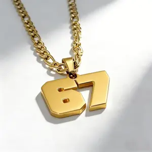 Men's Stainless Steel Necklace, 67 Number Design, Casual Luxury Style, Perfect for Daily Wear, Parties, Festivals, Elegant Accessory