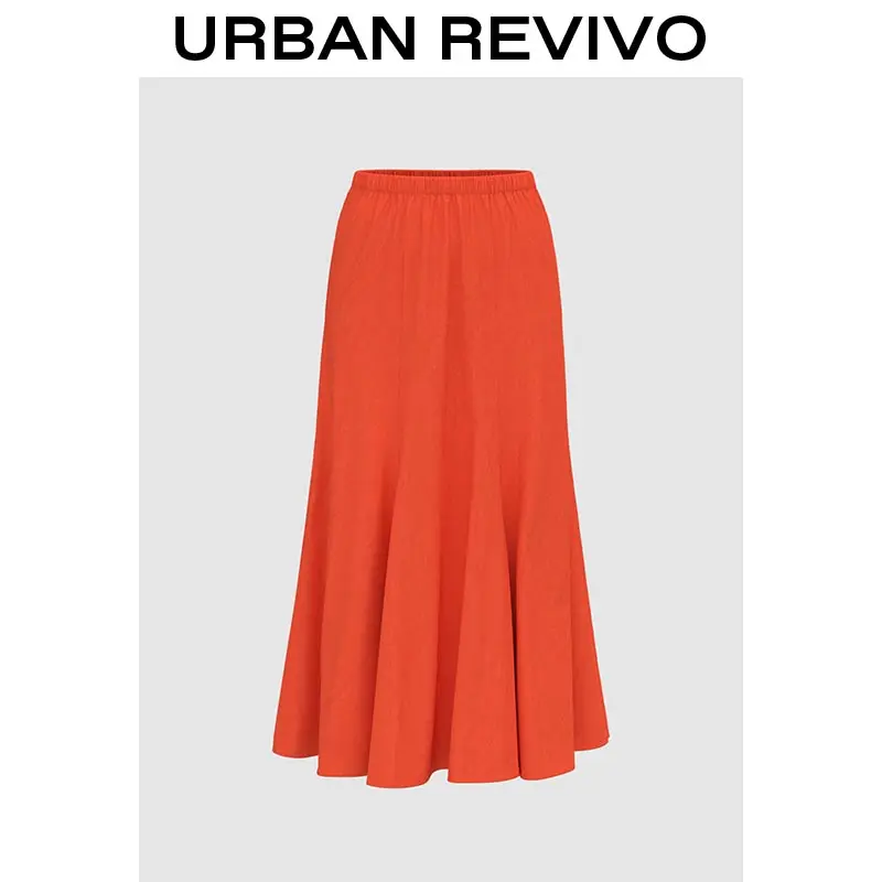 URBAN REVIVO Women's Maxi Skirt - Elegant Fishtail Long Skirt with a Flattering Fit for Everyday Casual Fashion, Elegance, Cold Wash, Do Not Dry Clean