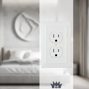 Architectural Duplex Outlet Wall Switch Plate - White Aluminum