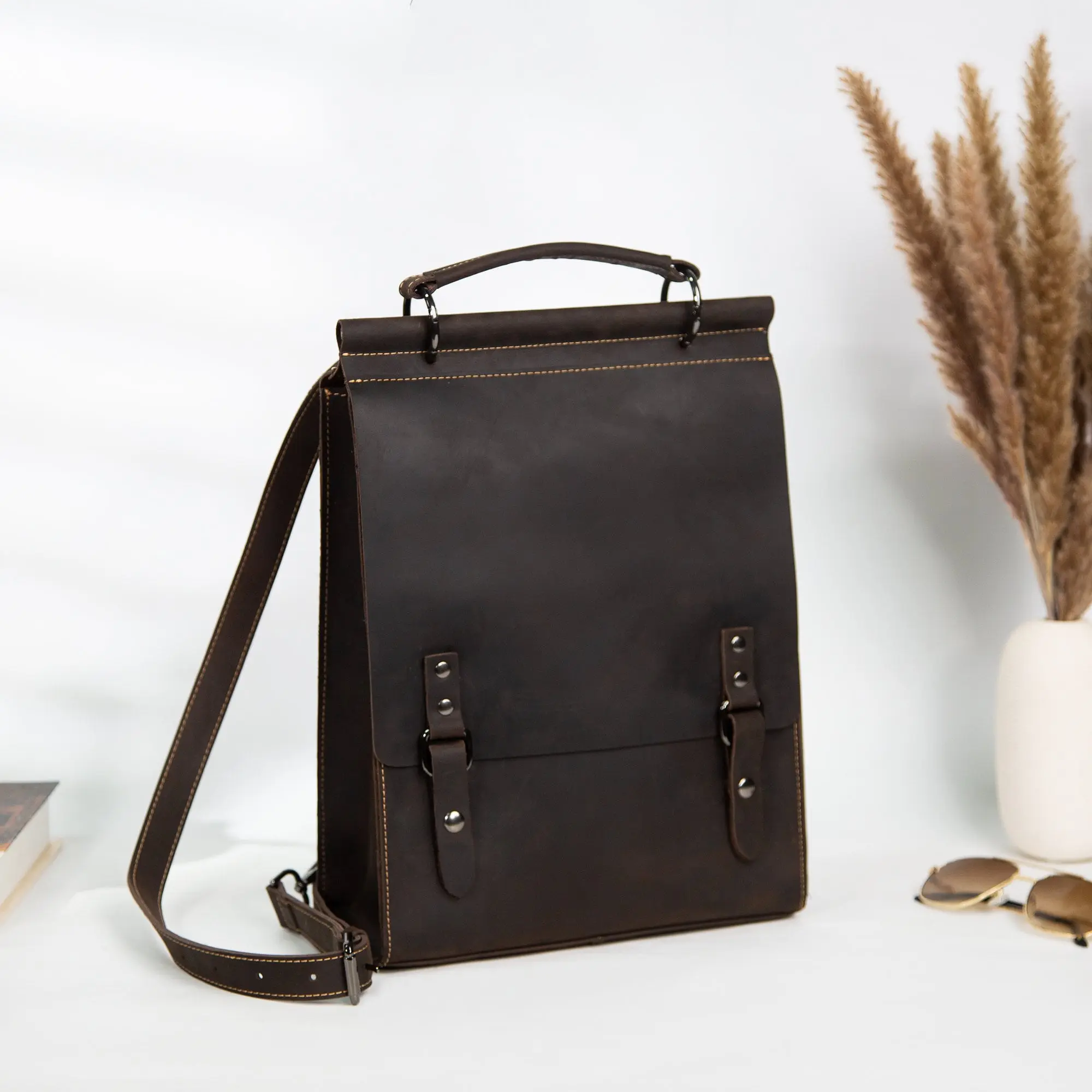 Personalized Genuine Leather Backpack For Women, Minimalist Leather Purse Backpack, Leather Bag Women, Small Backpack