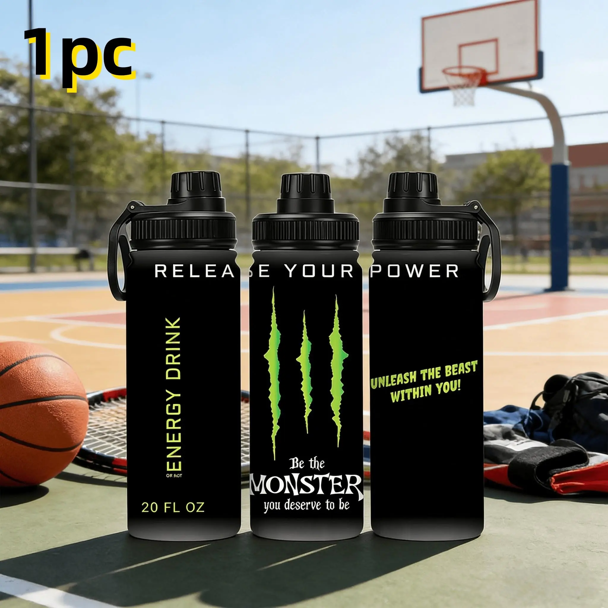 1pc 20oz stainless steel Sturdy Drinkware sports water bottle - available in multiple colors, large capacity, portable water cup, fitness and outdoor water cup