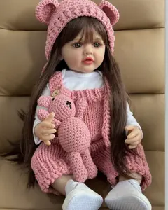 22-Inch (55cm) Realistic Reborn Baby Doll, Full Vinyl Body, Long Blond Hair, Open-Eyes Girl Doll Set, Cute Birthday & Christmas Gifts for Kids Trendy Dolls