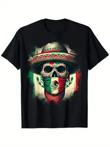 Menswear Short-Sleeve Round Neck Funny T-Shirt, Mexican Cinco De Mayo Tijuana Pride Graphic Top, OOTD Apparel