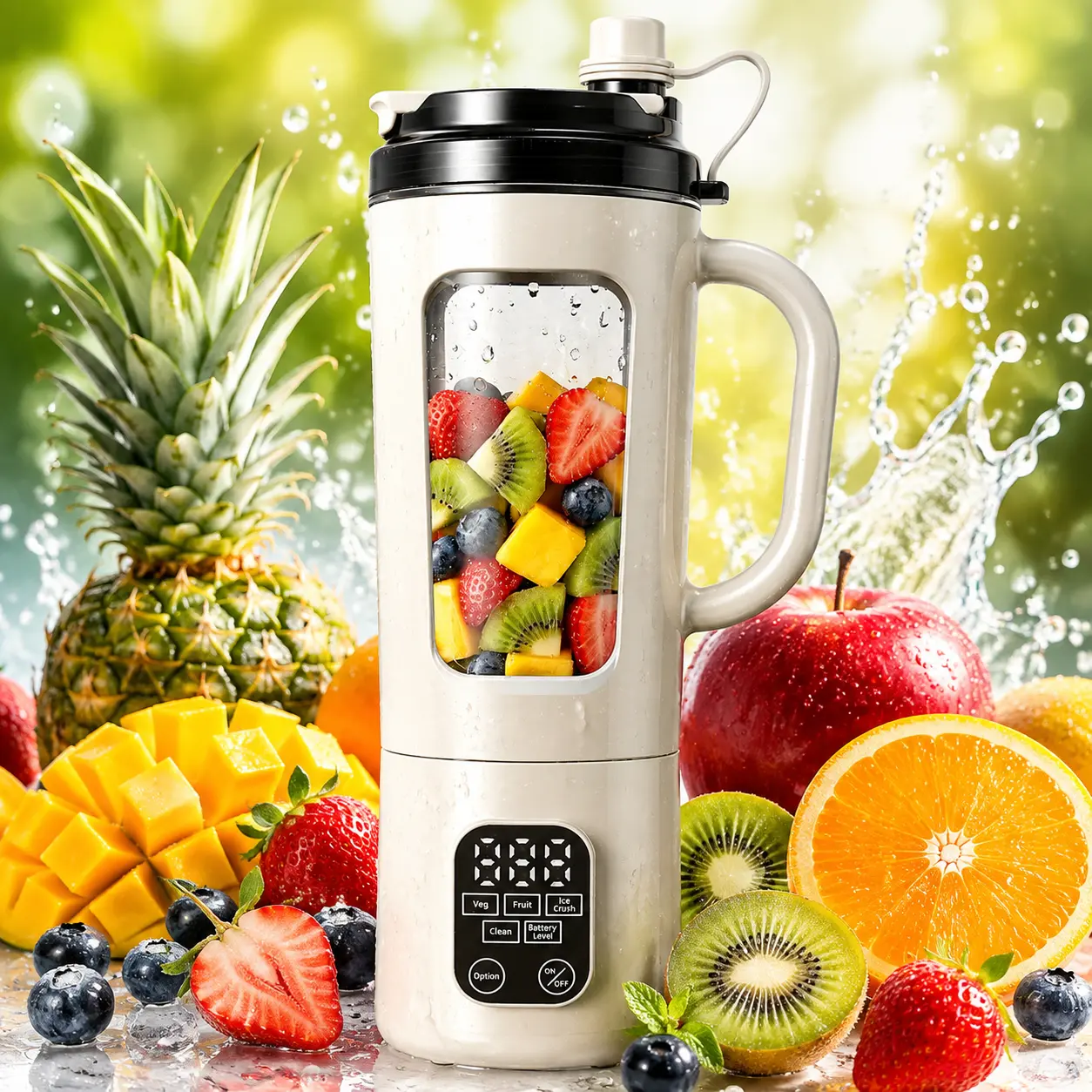 Cordless Compact 700ML Portable Blender with Straw, 8-Blade Smoothie Maker, Rechargeable Personal Juicer Cup for Active Users' Gym & Travel