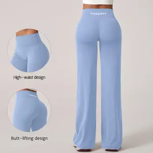 TimeOFF Women's Wide-Leg Pants – High-Waisted, Draped Pant Legs for Comfort & Flattering Fit in Yoga, Workouts & Daily Casual Wear Outfits Chic elastic waist yoga pant gym