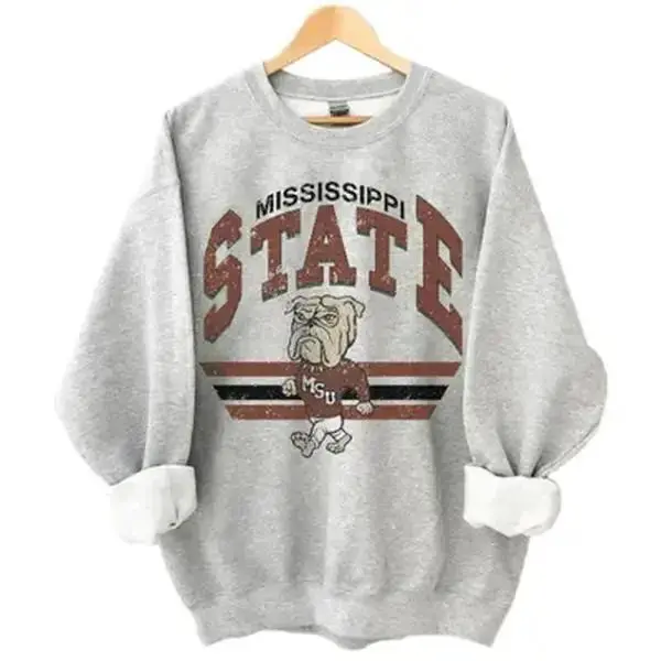 Mississippi State Football Mascot Team Sweatshirt, Unisex Cotton Crewneck Sweatshirt For Men and women