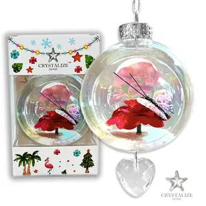 Butterfly Pink Plastic Ornament with Magnetic Crystal 3"x7"