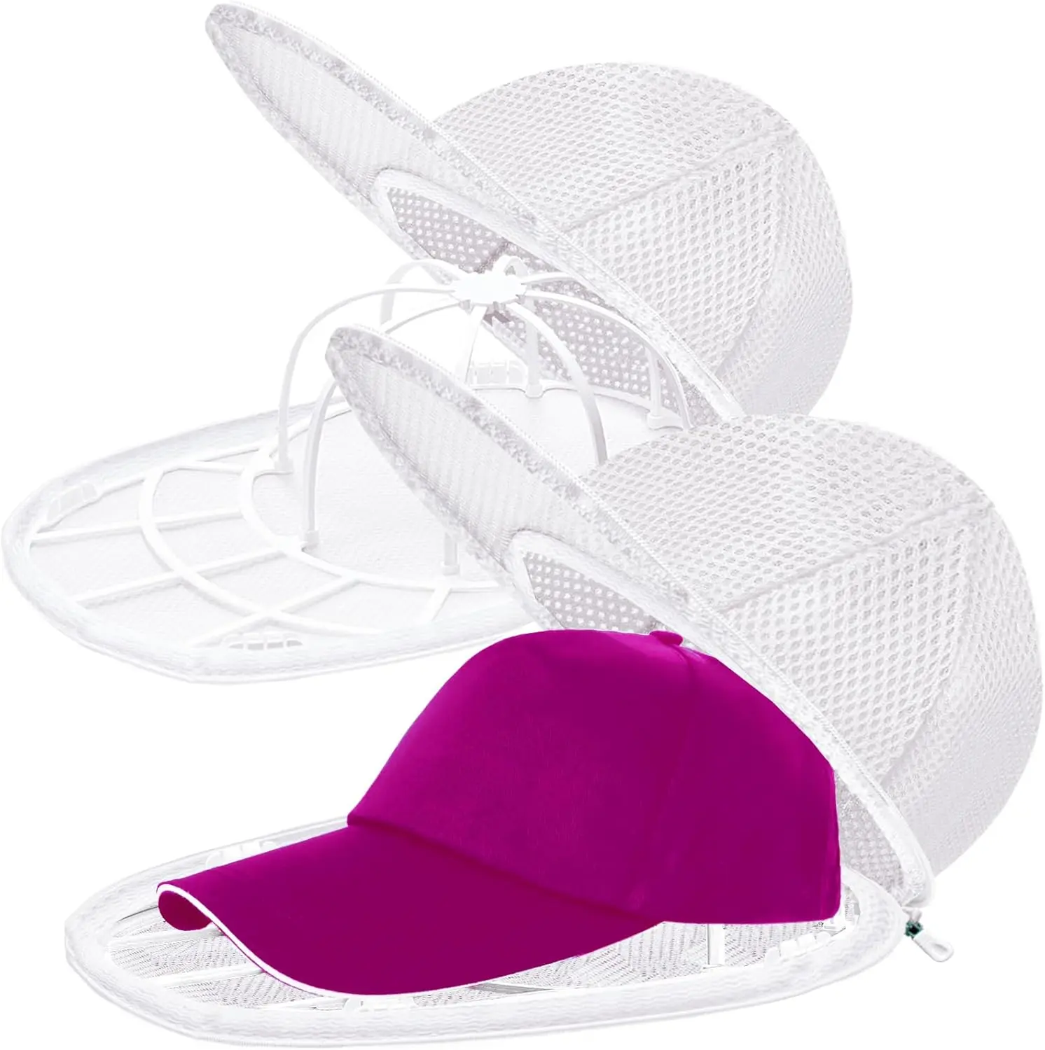 Hat Washing Bag with Support Frame, Anti-Deformation Mesh Laundry Protector, Reusable Machine Wash Safe Baseball Cap Washer Cage, Practical Laundry Accessory for Baseball Hats & Snapbacks, Household Daily Cleaning Organizer