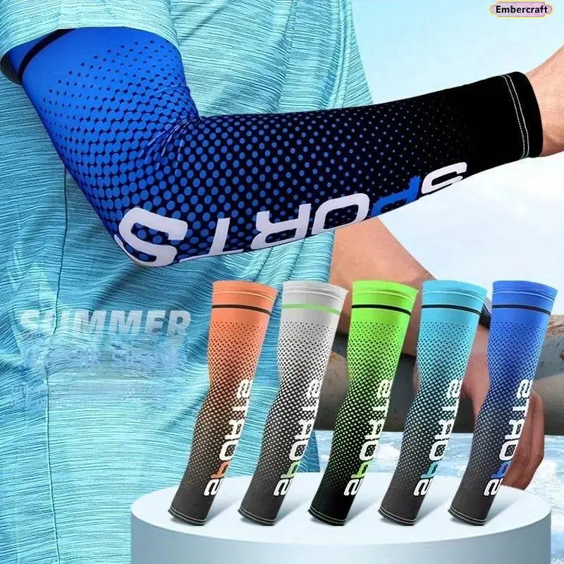 Unisex Ice Silk Arm Sleeves with UPF 50+ Sun Protection, Breathable Compression Fit with Anti-Slip Cuffs for Running & Cycling, Cooling Arm Covers, Armsleeve, Multi-Sports, Stretch Fit, Anti-Ultraviolet Men's Gloves