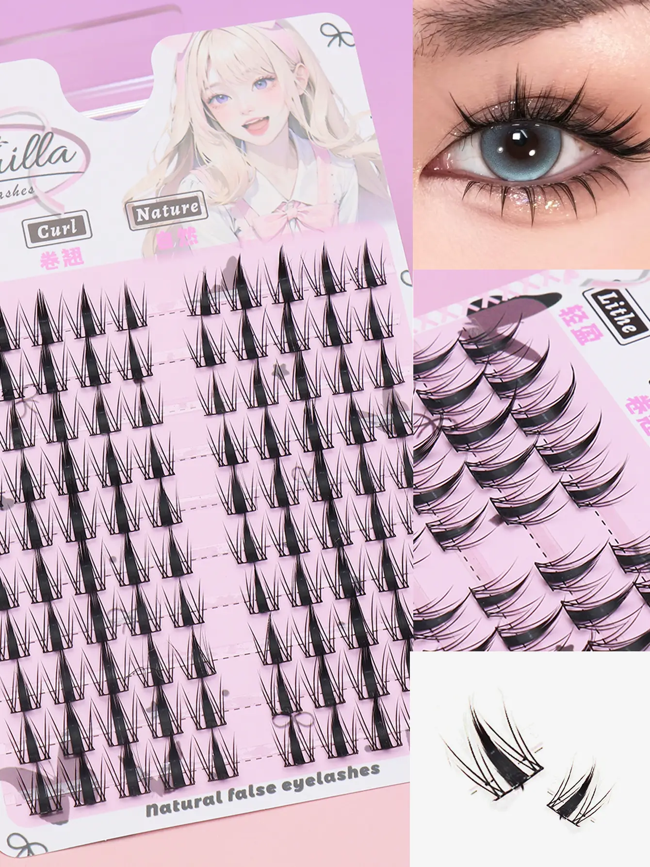 2BOX/1BOX 100 clusters of lightweight false eyelashes in a natural maple leaf style new natural lashes