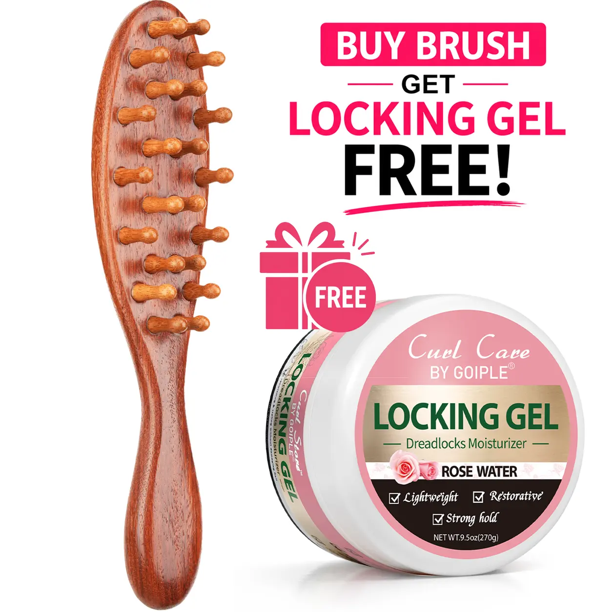 Locking Gel and Loc Brush for Styling and Securing Locs with Rose Water Moisturizer Lightweight Restorative Strong Hold