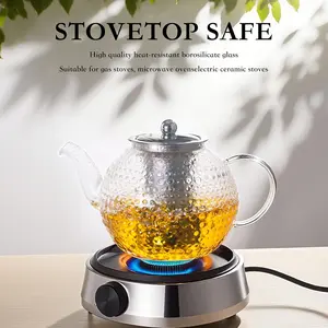 Amzcku Glass Teapot with Removable Infuser,50oz/1500ml Glass Tea Pot  Large Borosilicate Tea Steeper Kettle with Loose Leaf Tea Strainer For Flower Blooming Tea, Perfect Teapot