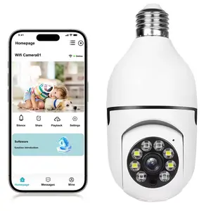 3MP WiFi Light Bulb Security Camera, 360° PTZ Indoor Surveillance Camera, AI Motion Detection, Night Vision, 2-Way Audio, E27 Easy Installation, Smartphone Remote Control, Local & Cloud Storage