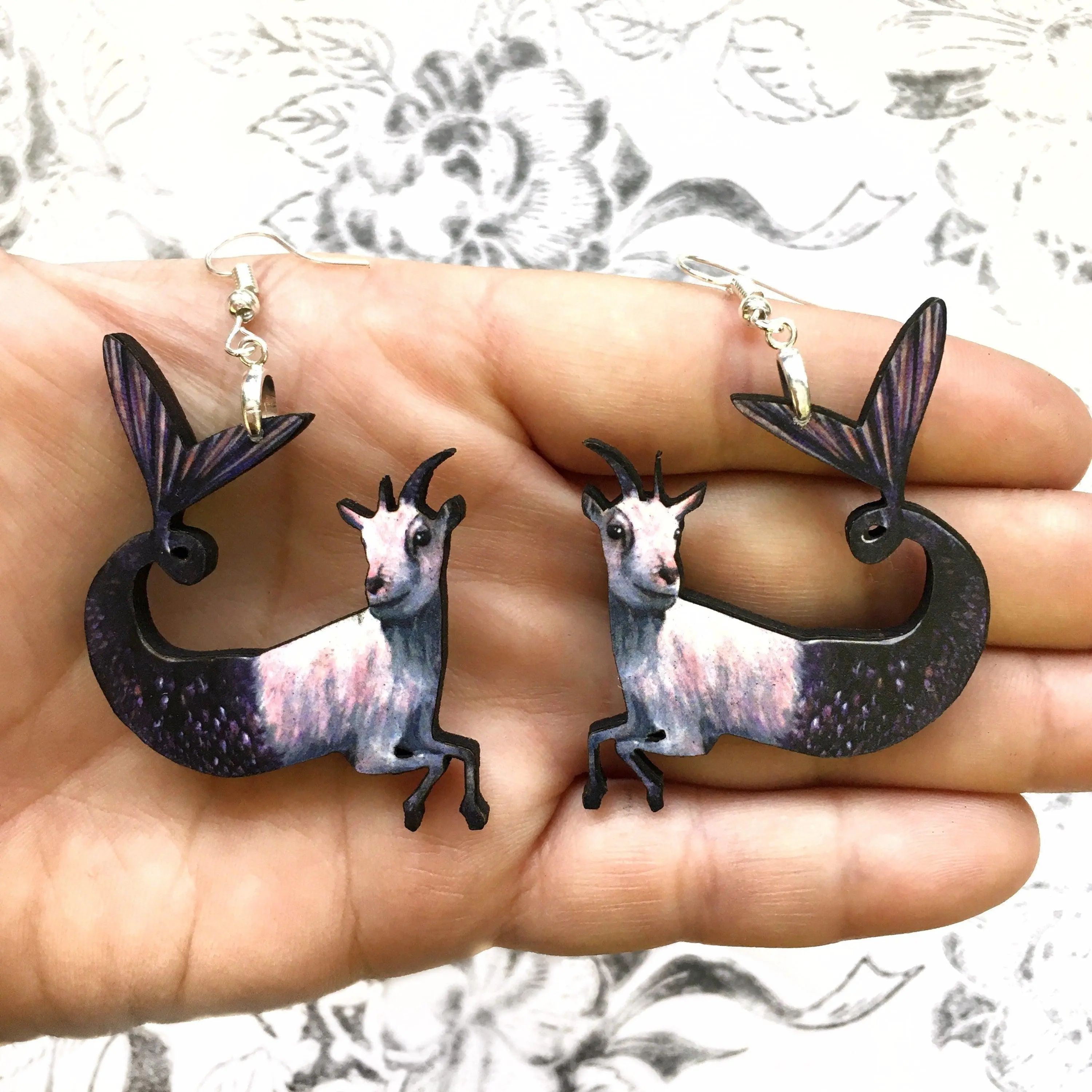 Capricorn Earrings - Mermaid Goat Earrings