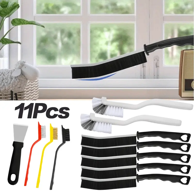 11PCS Crevice Cleaning Brush Set - Grout Scrub Brush, House Cleaning Supplies, Gap Cleaning Tools, Home Essentials, Gifts for Women Men, Hard Bristle Crevice Cleaner Brush for Household Use, Bathroom