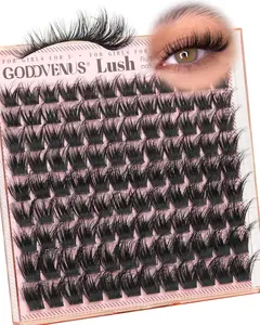 Fluffy Eye Lash Clusters Wispy Eyelash Clusters, D Curl Cluster Eyelash Extensions Natural Look Individual Lashes, 10-16mm False Eyelashes for DIY Lash Extensions