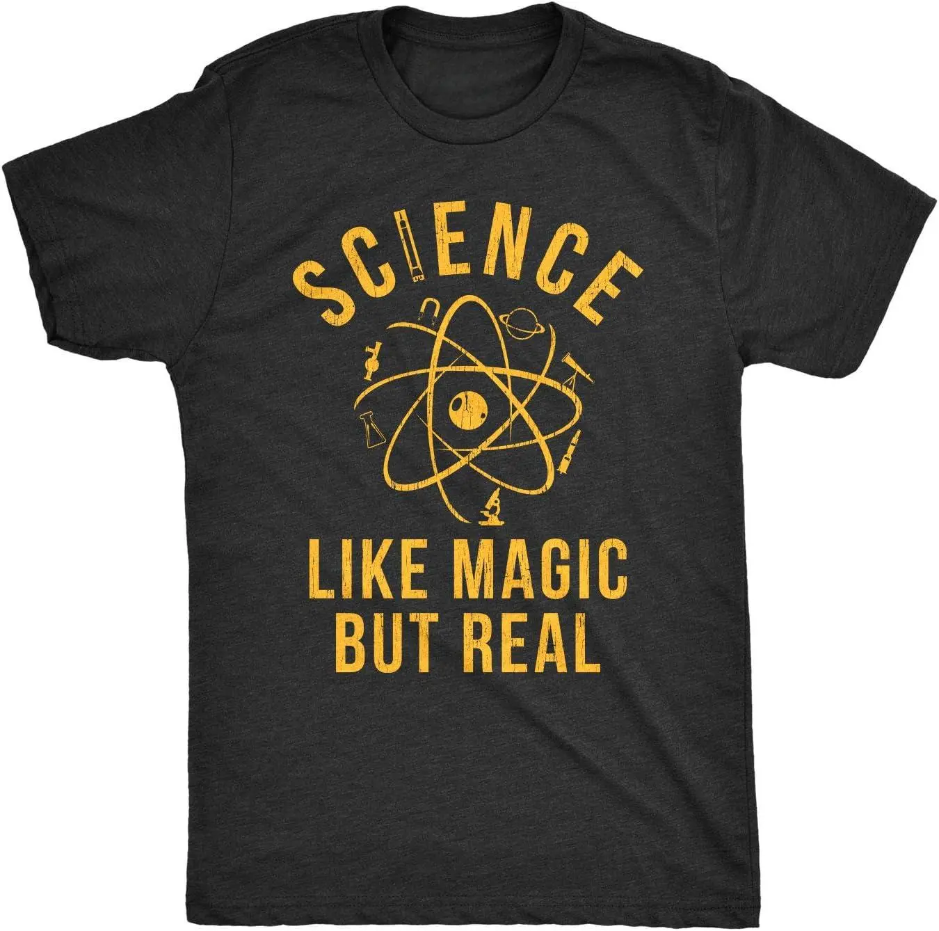 Women's Chic Crew Neck Smooth Short-Sleeve Cotton Graphic Print T-Shirt - Essential Comfortable Everyday Streetwear Top for Nerdy Teachers with "Science Like Magic But Real" Print, Round Neck, Tshirt, Teacher T Shirts, Cute, Nerd Aesthetic, Shortsleeve, S