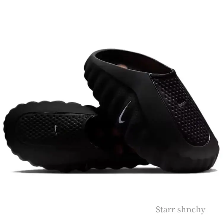 Mind 001 Black Chrome Sports Slippers, Stylish Slip-On Mule Slides, Comfort Thick Cushion Non-Slip Wear Resistant Footwear for Gym Shower Beach Daily Wear