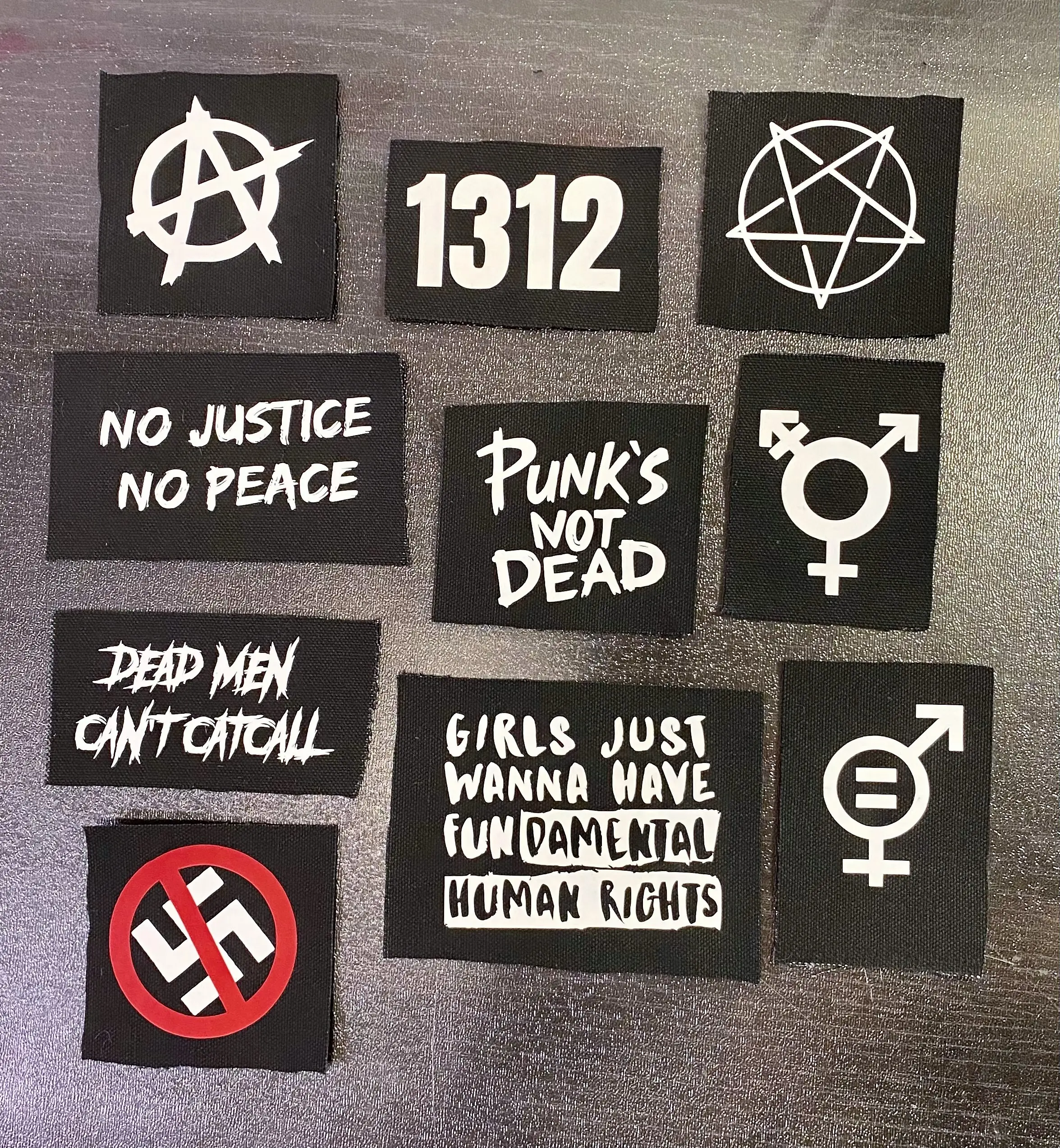 Punk Patches - Crust Punk Patches - Feminist Equality Anti-Racist Anarchy Trans ACAB Dead Men Can't Catcall Women's Rights Activism Patches