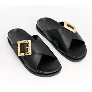 Schutz Leather Crossband Sandals -Enola Crossed