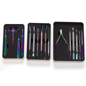 6pcs Cuticle Trimmer Cuticle Remover with Cuticle Pusher, Stainless Steel Durable Pedicure Manicure Tools, Nail Care, Cutter Nipper Scissor Clipper for Fingernails and Toenails Dead Skin, Curved Angle Tweezers Kit for Eyelash Grafting Jewelry Making