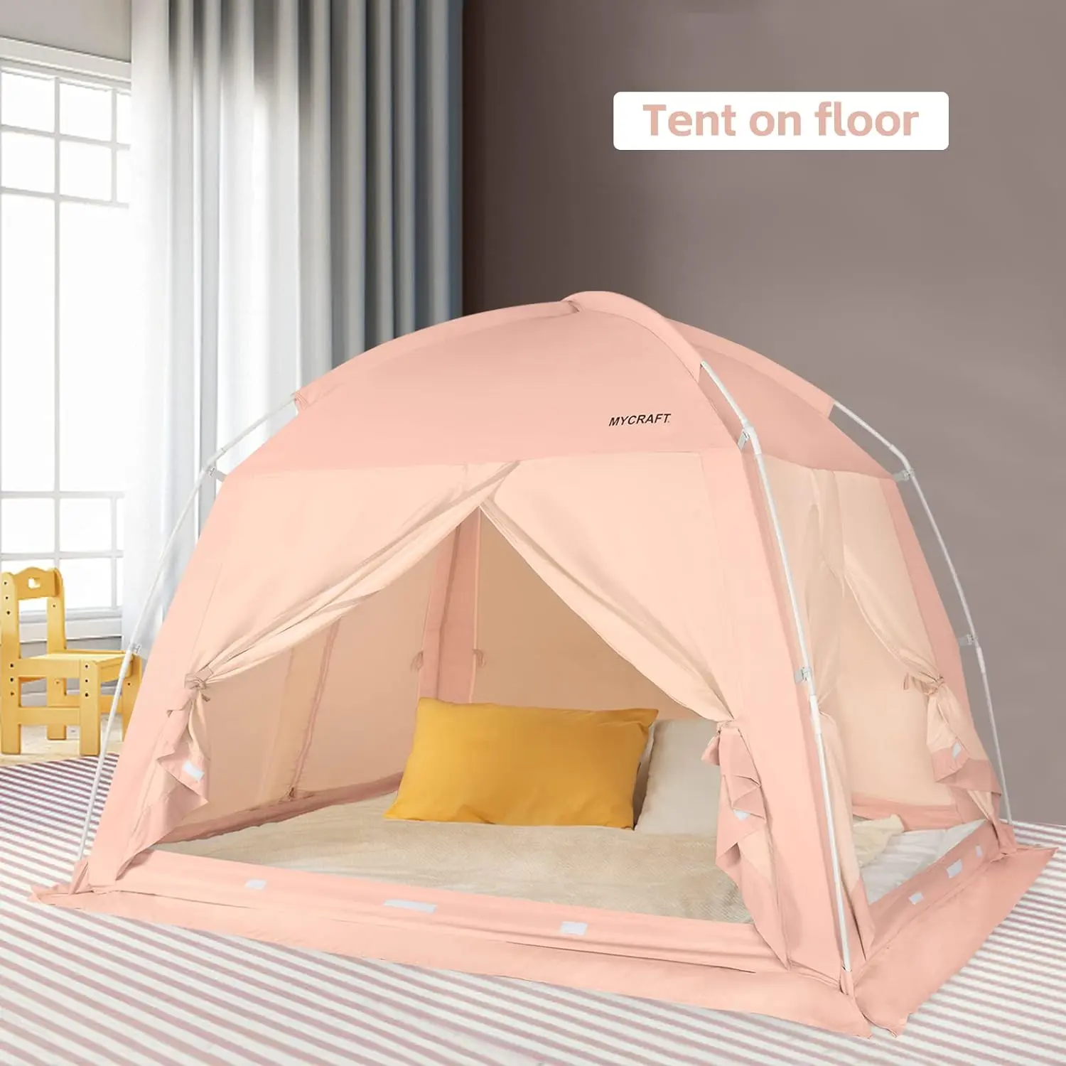 Indoor Bed Tent,Privacy Play Tent on Bed,Warm Sleep Bed Tent for Indoor Use,Floorless Type Tent,Cotton Feeling Tent,S-PE Pole, Washable Tents