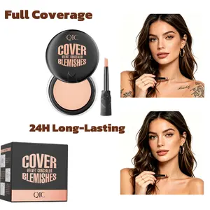 Waterproof Tattoo Concealer Cream with Brush - Makeup Full Coverage Lightweight Foundation, Natural Finish for Covering Tattoos, Scars, Dark Spots, Blemishes (For Women), Water Proof blush