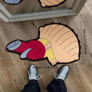 1pc Cartoon Cartoon Character Carpet Fashion Trend Living Room Carpet Teen Bedroom Decor Back Hand Throw Pattern Rug Irregular Shape Bedside Soft Carpet Home Washable Lounge Cloakroom Game Room Entrance Door Anti-slip Floor Mat