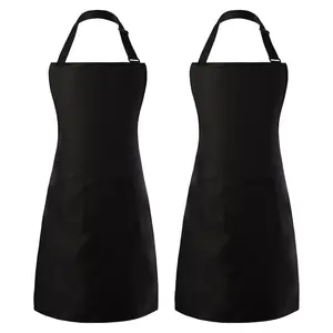 2 Pack Adjustable Bib Apron, Waterdrop Resistant Aprons with 2 Pockets Cooking Kitchen Restaurant Aprons for Women Men Chef, BBQ Drawing Crafting Outdoors