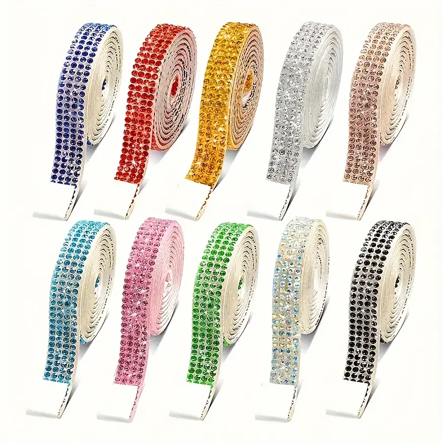 0.9cm Wide 91cm Long Crystal Self-adhesive Strip, Shining Rhinestone, Sparkly Rhinestones, Rhinestone Decorative Strip, Clothing Sewing Accessories, Clothing DIY Ribbon Sticker, Rhinestone Tape Roll, Used For DIY Crafts, Wedding Party Decoration