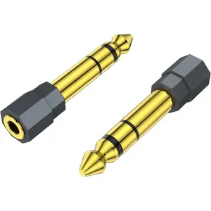 Mothers Day Gift 2 Pack 6.35mm 1/4 Male to 3.5mm 1/8 Female Stereo Headphone Adapter Audio Jack Plug Gold Plated for Speaker Headphone Guitar Digital Piano Amp Adapte (Grey)