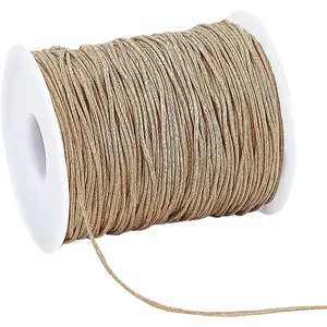 PH PandaHall 100 Yards 1mm Waxed Cotton Cord Thread Beading String Waxed Craft String Bracelet Strings for Bracelet Necklace Making Crafting Beading Macrame Vase Decor, Burlywood