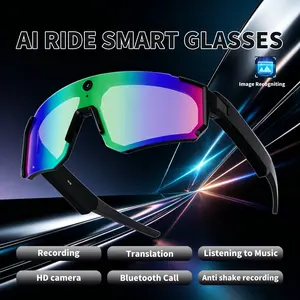 2026 New AI Intelligent Sports Shooting and Recording Glasses AI Smart Glasses with Camera 800W Camera HD Anti Shake Bicycle Riding Shooting Artifact Windproof Goggles 360 ° Sound Effect AI ChatGPT Waterproof BT Call Music Sunglasses