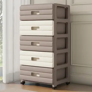 5-Drawer Plastic Storage Cabinet Organizer, Durable Polypropylene, Sliding Drawers, Minimalist Home Organization, Easy Assembly, Stackable Storage Cabinets