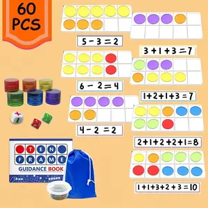 Roylanz Ten Frame Set Math Operation Game, Math Counter Toys for Kids, Addition & Subtraction Learning, Educational Toy for Boys & Girls, Math Learning Tools