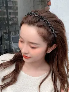 Women's Casual Hair Hoop with Hair Clips,  Trendy Solid Color Hair Hoop for Women & Girls, Casual Versatile Hair Accessories for Daily Hairstyle Ideas, Headbands, Hairbands