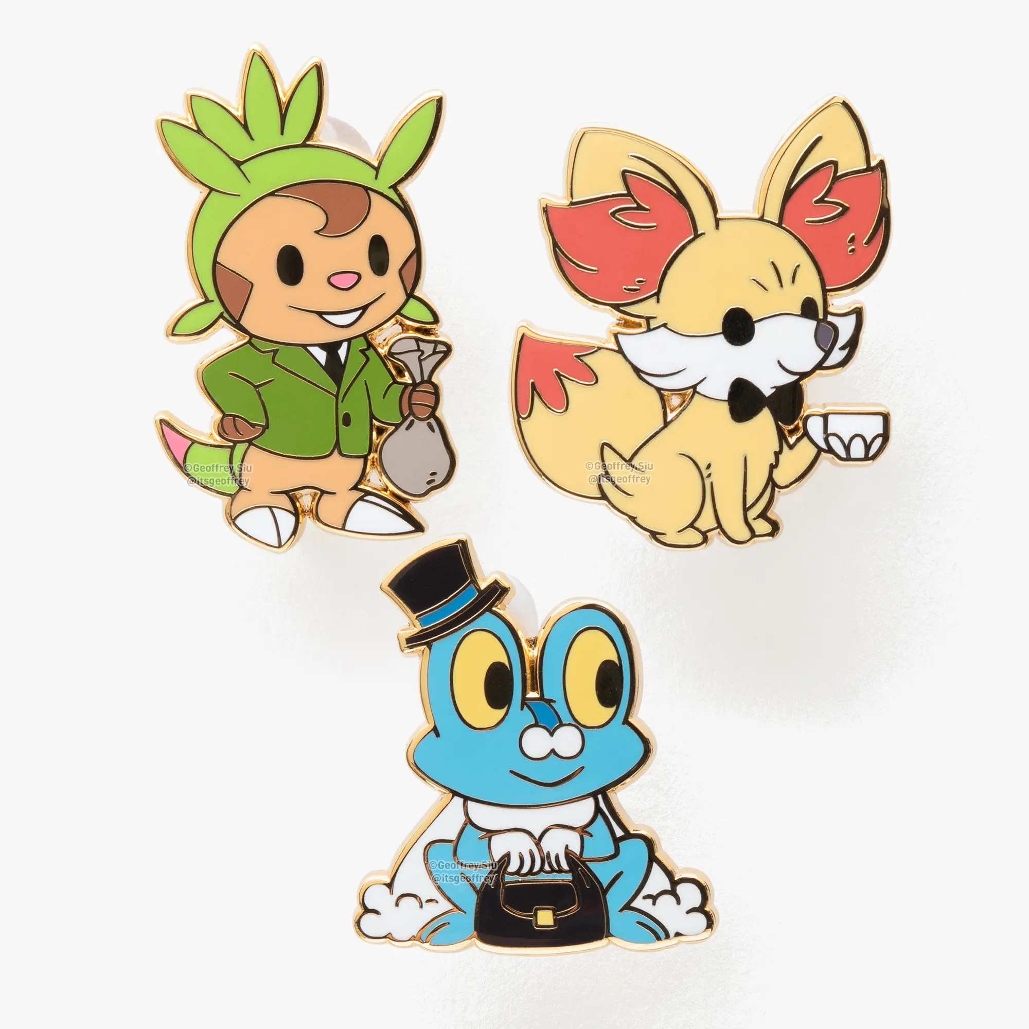 Gentlemon 6 Hard Enamel Pins 1" Wide 1.75" Tall Grade A Quality Gold Finish PVC Rubber Clasps