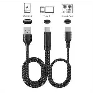 OTG Charging And Live Broadcast Cable WithTypec+Lightning+USB A, Conversion Cable ForAndroid iPhone Sound Card Pc Alloy Aluminiumportable chargers Smartphone cellphone portablechargers car charger Durable Device charger