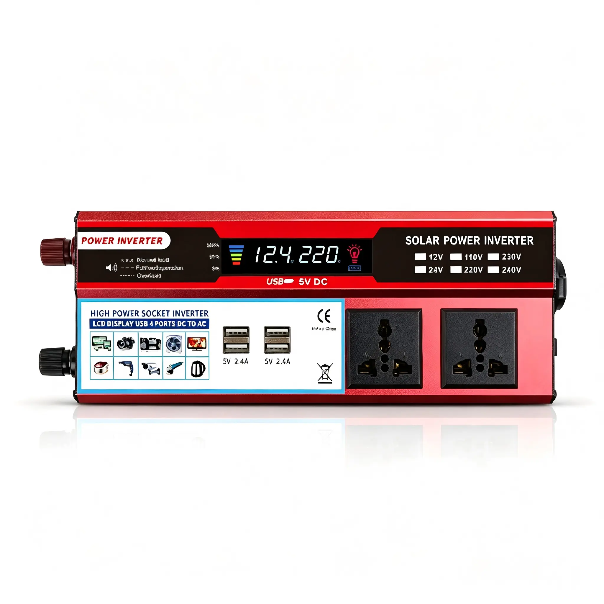 Multi-Port LCD Display Car Inverter - DC To AC Converter, Durable Power Inverter For RV Camping And Outdoor Emergency Power, Multiple Ports