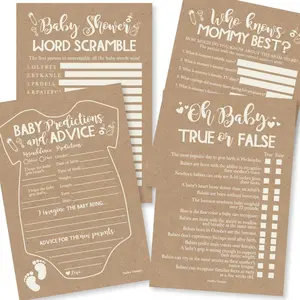 40 Baby Shower Games for Guests â€“ Predictions & Advice Cards, Word Scramble, Who Knows Mommy Best â€“ Different Themes for Boys & Girls