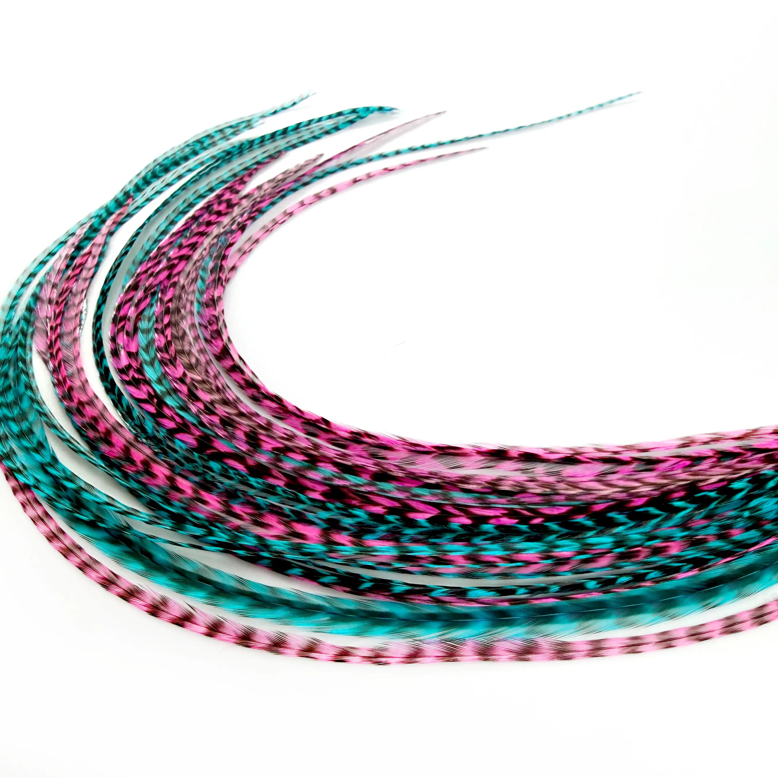 Real Pink & Turquoise Color Feather Hair Extensions Clip-In DIY Kit (21 Pc) | 8”-14” length | Boho Festival + Western Cowgirl Hair | Heat Safe, No Damage, Salon Quality