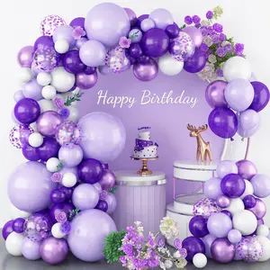 111pcs,Purple Balloons Arch Garland Kit,Macaron Purple Metal Matte Purple Balloon Chain,Rustic Wedding Party Photography Props Supplies,Happy Birthday Party Decoration,Baby Shower Party Backdrop Decor,Event Party Balloon Chain
